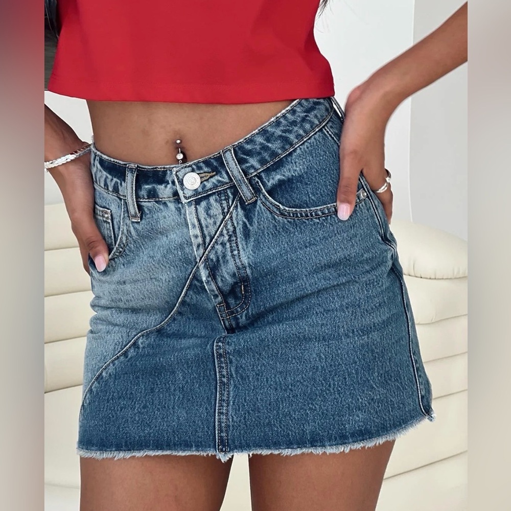 Princess Polly Jellicoe Spliced Denim Skirt Multi Wash